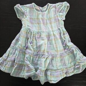 Girls' Pastel Plaid Ruffle Dress - Mint & Lilac